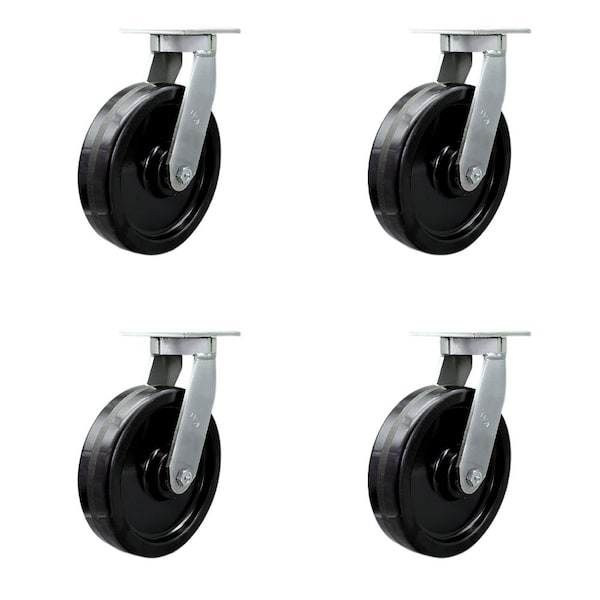 Service Caster 12'' Extra Heavy Duty Phenolic Wheel Swivel Caster Set with 2 Swivel Locks, 4PK CRAN-SCC-KP92S1230-PHR-BSL-2-S-2 - main